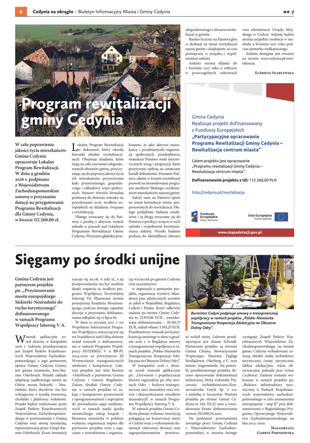 O rewitalizacji w 7 nr Cedynia na okrągło
